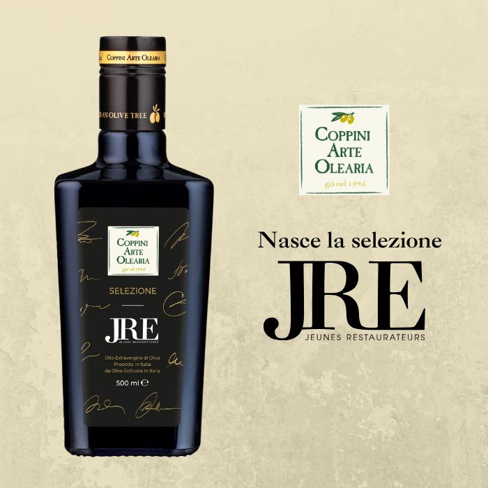 Bottiglia di Olio evo dedicata all'associazione JRE