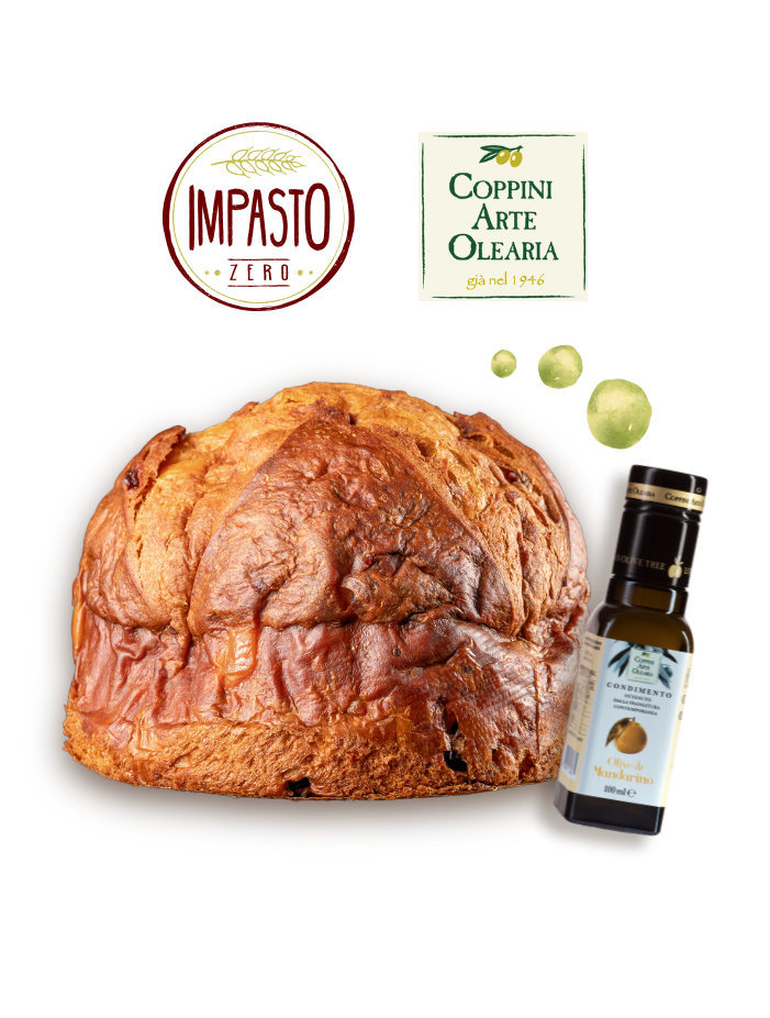 Pfirsich- und Schwarzkirsch-Panettone mit Mandarinenöl 